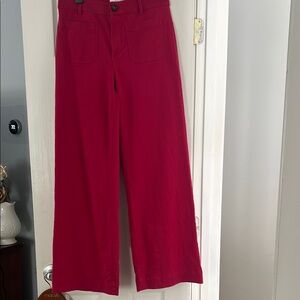 LOFT Red Flare Wide Leg Palmer Pants Vibrant Style
